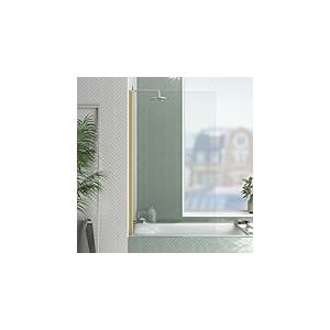 Marwell Paroi de douche pliante Golden Touch 140 x 80 cm pour baignoire avec verre de s&eacute;curit&eacute; tremp&eacute; de 4 mm &ndash; Cadre en aluminium de qualit&eacute; sup&eacute;rieure aspect dor&eacute; bross&eacute;
