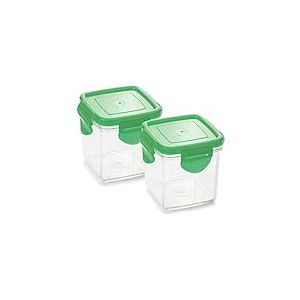 Genius Nicer Dicer Quick Récipient de récupération avec couvercle fraîcheur vert 200 ml (4 pièces) Boîte de récupération – Pour couper, conserver et transporter