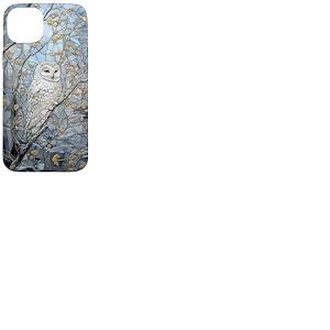 Hibou enneigé blanc amoureux de la neige tachée saison d'hiver Coque pour iPhone 15 Plus