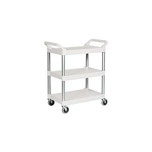 Rubbermaid Commercial Products FG342488OWHT Chariot de Service En Plastique, 3 Étagères, Écru