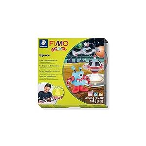 STAEDTLER - Fimo Kids Form&Play - Set "Les monstres de l'espace" - 4 pains pâte à modeler 42 g assortis + 1 outil de modelage + 1 décor + notice d'utilisation détaillée - 8034 17 LY
