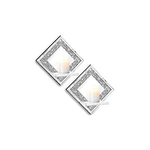 ZOLAPI Lot de 2 bougeoirs muraux en Forme de Diamant en Cristal argenté Effet Miroir, décoration Murale pour Salon, Salle à Manger et Chambre à Coucher.