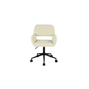 MEUBLE COSY Fauteuil de Bureau Chaise de Coiffeuse Ergonomique Siège Pivotant Hauteur Réglable avec Accoudoir en Velours Côtelé Capacité 120 kg pour Enfant Adulte Beige