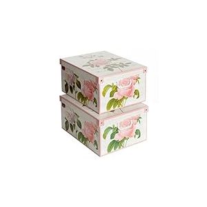 Lot de 2 boîtes de rangement en carton, avec couvercle, pour ranger, fleurs, 39x50x24 cm ROSE, Roses