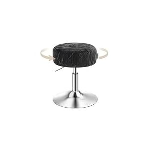 VASAGLE Tabouret de Maquillage, R&eacute;glable en Hauteur, Pivotant &agrave; 360 Degr&eacute;s, en PU, Coussin &Eacute;pais, Tabouret de Coiffeuse, pour Chambre, Cuisine, Salle &agrave; Manger, Moderne, Noir d'encre LJB120B01