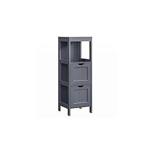 VASAGLE Meuble de Salle de Bain, Meuble de Rangement sur Pied, Commode à 2 Tiroirs, 1 Compartiments Ouverts, pour Salle de Bain, Salon, Cuisine, Gris Ardoise BBC042G01
