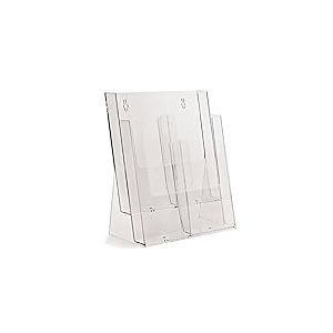 taymar Présentoir à brochures de table pour format A4 ou DIN long, à 2 étages, transparent, avec séparateur de compartiments