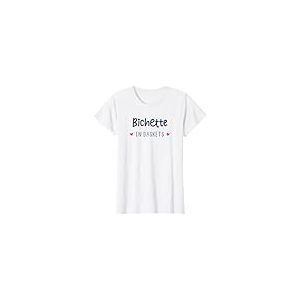 Cadeau Bichette Humour Bichette fille Bichette en baskets T-Shirt Blanc Femme X-Small Coupe classique Manche courte Col rond Uni Casual &agrave; manches courtes Printemps Imported