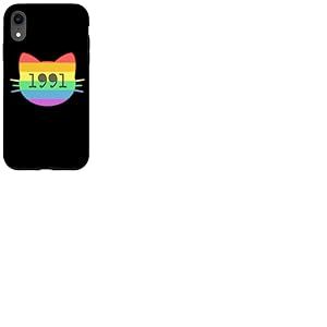 Chat né en 1991 Ans Anniversaire Maman de chat Papa de chat Coque pour iPhone XR
