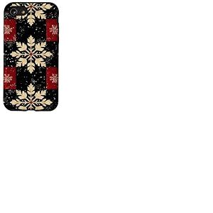Cute Red Plaid Christmas White Snowflake Tartan Red Black Coque pour iPhone SE (2020) / 7/8