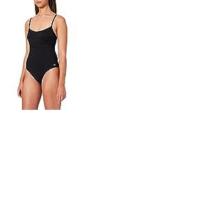 Haute pression A1001 - Maillot de bain une pièce - Uni - Femme - Noir,FR: 48 (Taille faricant: 48)