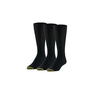 Gold Toe Lot de 3 paires de chaussettes habill&eacute;es pour homme, Noir, taille taille unique grande taille
