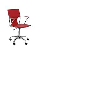 Piqueras y Crespo Mod&egrave;le 214 - Chaise de Bureau Ergonomique avec Bras Fixes, r&eacute;glable en Hauteur et pivotant &agrave; 360 degr&eacute;s - Assise et Dossier rembourr&eacute;s en Simili Cuir Rouge