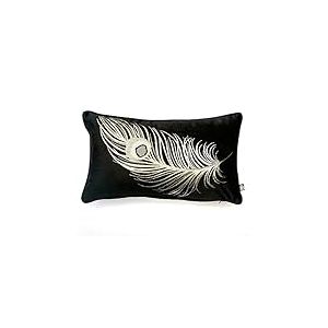 Laurence Llewelyn-Bowen Dandy Coussin Garni de Velours, 100% Polyester, Noir, 50 x 30cm (Filled Cushion)
