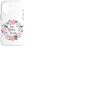 65 Years Loved 65th Birthday Floral 65 Year Old Men Women Coque pour iPhone 16