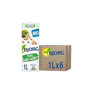 BJORG - Boisson Végétale Soja Sans Sucres - Boisson Bio Riche en Protéines - 1 L x 6