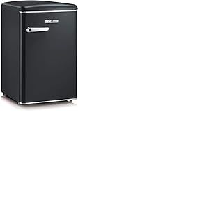 SEVERIN Réfrigérateur Congélateur, Pose libre, Longueur 55 cm, 108L, Classe D, 110 kWh/an, 37 dB, Look rétro, Noir mat, RKS 8832