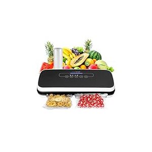 NutriChef Machine Sous Vide Automatique – Scelleuse Alimentaire pour Aliments Secs et Humides, Écran Tactile LED, Sacs Inclus, Tuyau Aspiration et Bouchon Vin, Compacte, Noire