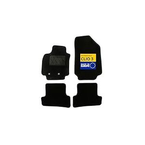 DBS &ndash; Tapis de Voiture - sur Mesure pour Renault Clio 3 (09/2005-08/2012) &ndash; Antid&eacute;rapants avec Clips de Fixation &ndash; 4 Tapis Auto Avant/arri&egrave;re &ndash; Moquette Noire
