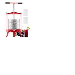 VEVOR Pressoir à Fruits Manuel 14 L, Presse à Vin Panier en Acier Inoxydable, avec Poignée en T et Structure Triangulaire, Presse à Jus, Raisin, Cidre de Pomme pour la Cuisine et la Maison, Rouge