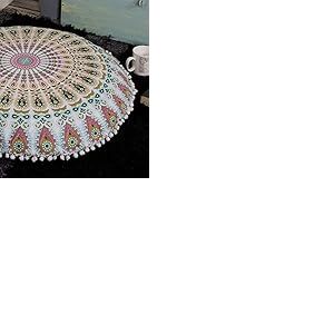 Popular Handicrafts Grande Housse de Coussin de Sol, Motif Mandala, bohème, décoration de Yoga, 81,3 cm, Multicolore