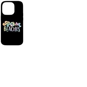 Aloha Beaches, plage de vacances hawaïenne amusante à l'hibiscus pastel Coque pour iPhone 14 Pro