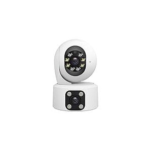 OBA SriHome Caméra de sécurité PTZ Double Objectif, Vision Nocturne, Audio Full HD, mémoire SD, IP66 étanche, pour Maison/Bureau