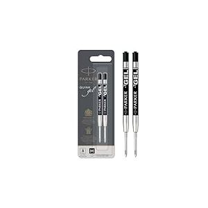 Parker recharges pour stylo gel | pointe moyenne (0,7 mm) | encre noire QUINK | lot de 2