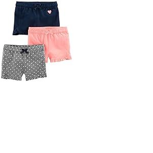 Simple Joys by Carter's 3-Pack Knit Infant-and-Toddler-Shorts, Rose/Gris/Bleu Marine, 2 Ans (Lot de 3) Bébé Fille