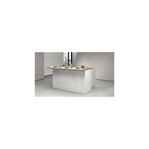 Dmora - Îlot de Cuisine Patrizio, Armoire Polyvalente, Meuble de kitchenette, Table auxiliaire, 100% Made in Italy, 155x90h90 cm, Blanc Brillant et chêne