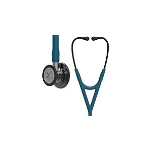 3M Littmann Stéthoscope de diagnostic Cardiology IV, tubulure bleu Caraïbes, Édition Smoke brillant, base miroir et lyre Smoke, 69 cm, 6234
