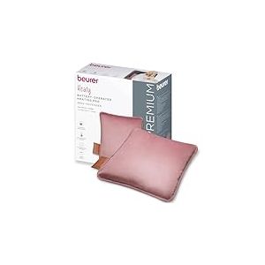 Beurer Heaty Coussin chauffant, coussin chauffant sans fil avec batterie, avec arr&ecirc;t automatique et 3 r&eacute;glages de la temp&eacute;rature, chauffe rapidement, velours doux, rose