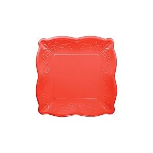 Creative Convertting 8C333398 Assiette carrée gaufrée Corail 25,5 cm