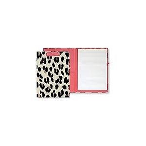Kate Spade New York Porte-bloc A4 imprim&eacute; l&eacute;opard avec clip discret, bloc-notes lign&eacute;, boucle pour stylo et poche, f&eacute;lin forestier