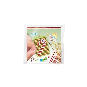 Pixel P23138 - Médaillon en mosaïque Candy Cane, Porte-clés pour Enfants à décorer soi-même, système d'enfichage très Facile, sans Repassage ni Collage, tesselles en bioplastique