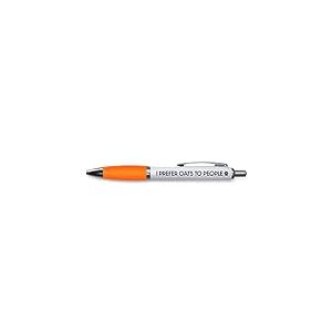 Tongue in Peach PP151 Stylo à bille fantaisie amusant avec inscription « I Prefer Cats To People » - Cadeaux pour les amoureux des chats - Blague amusante - Stylo chat - Orange