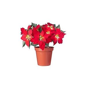 WeRChristmas Poinsettia Pot de Fleurs pré-éclairé Multicolore 45 cm