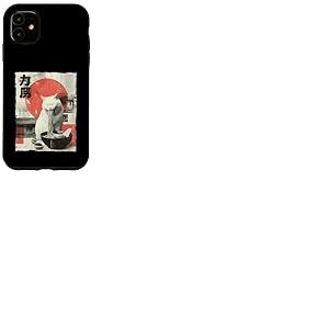 Chat Ramen Esth&eacute;tique Japonais Ukiyo-e Illustration Anime Chat Coque pour iPhone 11