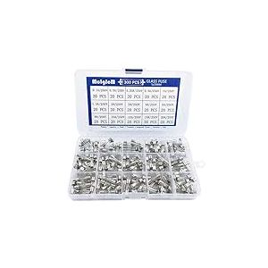 MCIGICM Lot de 300 fusibles en verre &agrave; soufflage rapide Assortiment de 5 x 20 mm 125 V/250 V 0,1 A/0,25 A/0,2 A/ 0,5 A/ 1 A/1,5 A/ 2 A/ 3 A/ 4 A/ 5 A/ 8 A/ 10 A/ 12 A/ 15 A/ 20 A Valeurs