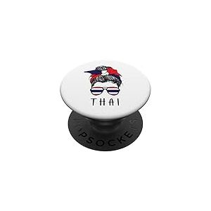 Thai Girl Thai Heritage Thailand Flag PopSockets PopGrip Adh&eacute;sif
