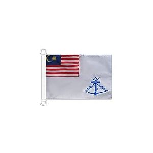 AZ FLAG - Drapeau Pavillon de Guerre Malaisie - 45x30 cm - Pavillon Nautique Militaire Malaisien Sp&eacute;cial Bateau Et Ext&eacute;rieur en Maille Bloqu&eacute;e avec Anneaux Plastiques Int&eacute;gr&eacute;s - 30g