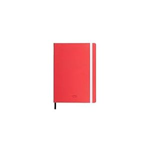Unipapel Cahier de notes à couverture rigide, avec élastique vertical de fermeture, coins arrondis, cuir synthétique, couleur rouge, avec feuilles quadrillées, couverture rigide, format A5, 80