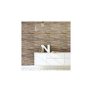 Ambiance Sticker Adhésif Revêtement Mural - Matériaux Sticker pour Salle de Bain, Cuisine et Salon Autocollant Wall Covering Effet Parement de Bois | H40 x L40 cm