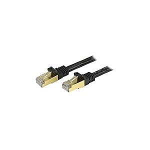StarTech.com Câble Ethernet CAT6a de 7,6 m – Cordon de raccordement RJ45 100 W RJ45 100 W – Câble réseau STP 10 GbE avec soulagement de tension – Noir Fluke Testé/Câblage certifié UL/TIA (C6ASPAT25BK)