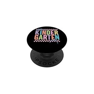 Art de texte pastel en damier de jardin d'enfants PopSockets PopGrip Adhésif