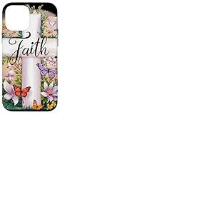 Faith-Cross Papillons floraux Christ Fleurs Religieuse Fille Coque pour iPhone 12 mini