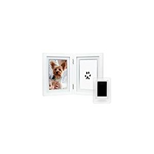 Pearhead Pet Pawprints Desk Picture Frame, Pet Memorial Keepsake, White Photo Frame for Pet, Imprint Kit