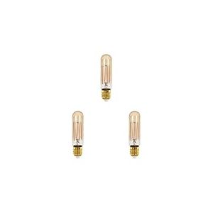 Eglo Ampoule LED tube E27 dimmable, lampe Edison &agrave; incandescence Golden Vintage, &eacute;clairage r&eacute;tro, 4 watts (correspond &agrave; 28 watts), 300 lumens, blanc chaud, dor&eacute;, 1700 Kelvin, T32, &Oslash; 3,2 cm (Lot de 3)