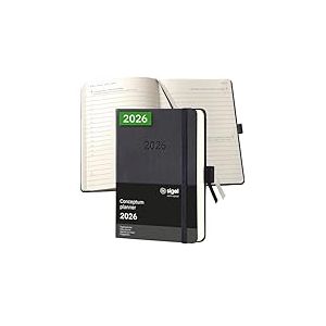 SIGEL C2611 Agenda journalier 2026, A6, couverture rigide | Calendrier, Planificateur, Organisateur, Journal | noir - Conceptum