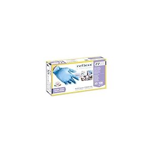 Reflexx R77100/XS sans poudre Gants en nitrile gr 3.0, taille XS, Bleu clair (lot de 100)